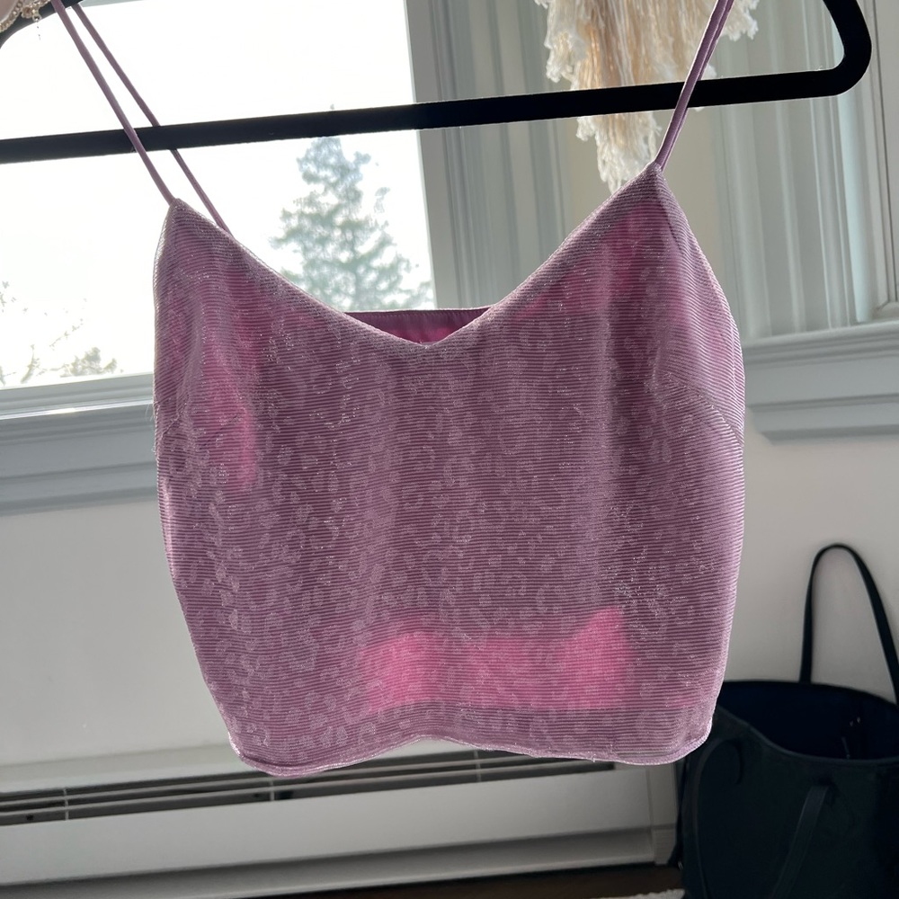 SUPERDOWN (revolve) purple shimmery cheetah tank